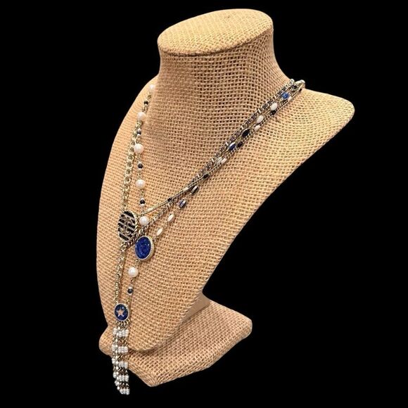 Elegant Blue and Silver Women's Necklace - Picture 4 of 7
